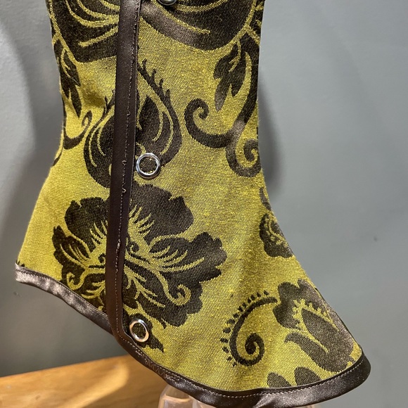 Green brocade Victorian snap on gaiters waterproof steampunk spats - Picture 5 of 10